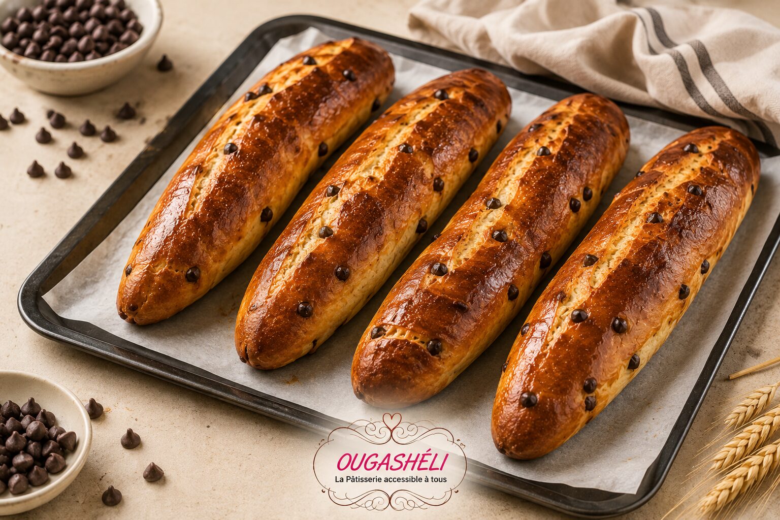 Pain viennois aux pépites de chocolat